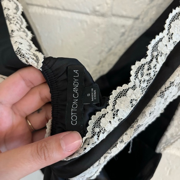 Cotton Candy LA black satin mini dress with lace - Picture 5 of 5